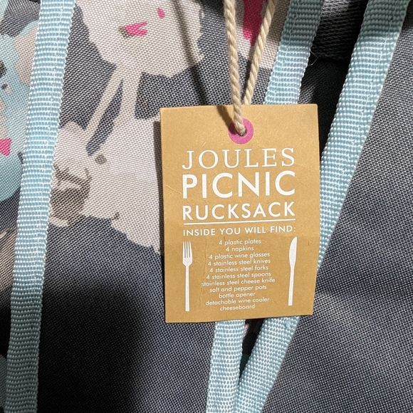 Joules Grey Floral Picnic Rucksack (Never Used!) - Picture 6 of 6